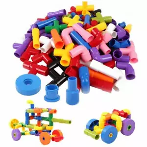 Plastic Building Block Set Pipes Puzzle Set, For Kids (56 Pieces) Free Shipping - Picture 1 of 9
