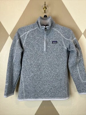 Chaqueta Patagonia Juvenil XL Talla 14 Azul Gris Polar Tejida 1/4 Cremallera Mejor Suéter Foto 1 de 4