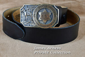 James Arness Gunsmoke Jim's Belt & Rare US Deputy Marshal Belt Buckle 