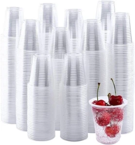 Clear Plastic Cups 7oz Disposable / Reusable Plastic Glasses Cold Drinking Cups - Picture 1 of 7