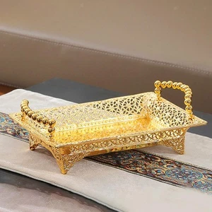 Golden Fruit Tray Hotel KTV Snack for Birthday Party Home Dessert 41x25cm - Picture 1 of 7