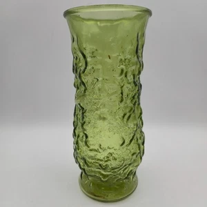 Jarrón de vidrio texturizado verde vintage EO BRODY 9 pulgadas retro MCM decoración del hogar coleccionable - Imagen 1 de 5