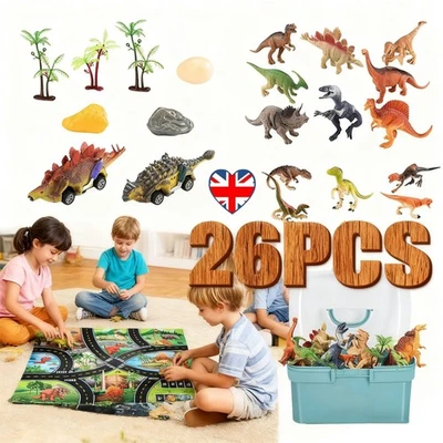 Large case of Dinosaurs Plastic Animals 26 pce Set T Rex Stegosaurus New Toys!! - Image 1 of 4