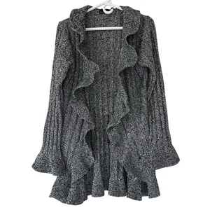 Vintage Brittney schwarze Strickjacke Strick Pullover Rüschen Whimsigoth Fee Hippie M - Bild 1 von 10