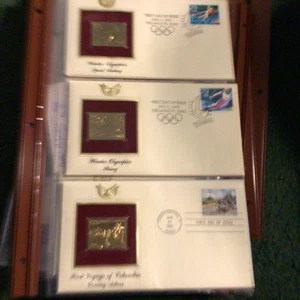 38-FDC GOLDEN REPLICAS OF US STAMPS WITH 22KT SURFACES - 1992 - 1999 - Picture 1 of 3