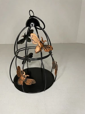 "Mini jaula para pájaros de mesa de metal de 6"" abejorros - parte superior abre nueva decoración de cobre" Foto 1 de 4