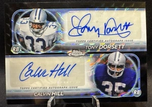 2024 Topps Chrome Tony Dorsett Calvin Hill Dual Auto BLACK GEOMETRIC /2 COWBOYS - Picture 1 of 3