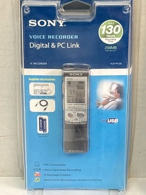 Sony ICD-P520 Digital Voice Recorder 256 MB Built-in Flash Memory USB SEALED - Image 1 of 4