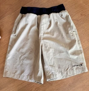 Carhartt Ripstop Shorts Boys Size 12 Brown / Black Elastic Waistband 4 Pocket - Picture 1 of 11