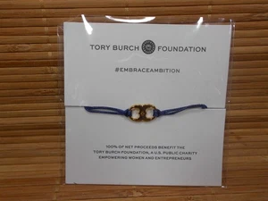 Authentic Tory Burch Embrace Ambition Bracelet Navy & Gold - New / FREE SHIPPING - Picture 1 of 4