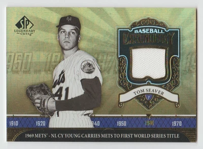 Tarjeta de camiseta Tom Seaver Mets 2006 SP Legendary Cuts cronología de béisbol usada en el juego Foto 1 de 2