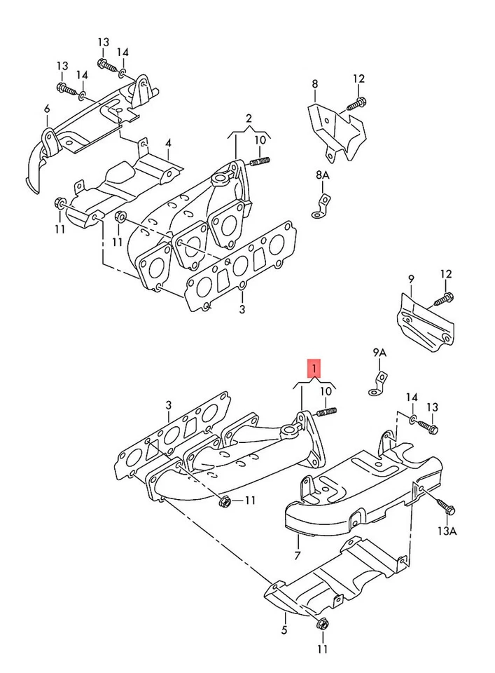 Colectores de escape originales AUDI A4 Avant S4 quattro A5 S5 Cabriolet 06E253031K Foto 1 de 1