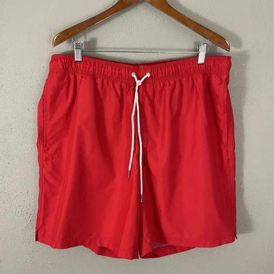 Lands End Men's Swim Trunks Size XL 40-42 Mesh Liner Elastic Waist Pockets Red - Image 1 of 4