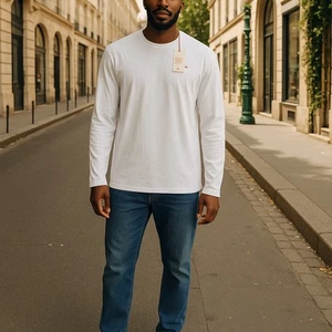 DIESEL T-Diegor-Ls-Microdiv T-Shirt Uomo 3XL Bianco Manica Lunga Girocollo Tricot - Foto 1 di 15