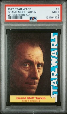 PSA 9 1977 Wonder Bread Star Wars #6 Grand Moff Tarkin Peter Cushing - Image 1 of 2