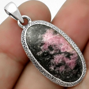 Natural Rhodonite 925 Sterling Silver Pendant Jewelry P-1538 - Picture 1 of 5
