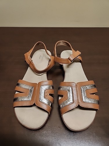 CLARKS COLLECTION Sandali donna slingback in pelle marrone taglia 9 5 stile 26796