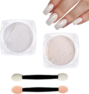 Chrome Nail Powder, 2 Farben Mermaid Aurora Chrome Nail Powder und 2 Sponge Stic - Bild 1 von 12