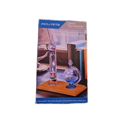 Acurite Galileo Termómetro Tormenta Vidrio Barómetro Esmerilado Mapa del Mundo Modelo 00795A Foto 1 de 3