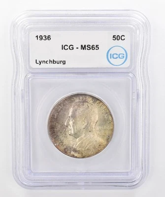 1936 Lynchburg Commemorative Half Dollar MS65 ICG Beautiful Tone *0268 - Image 1 of 3