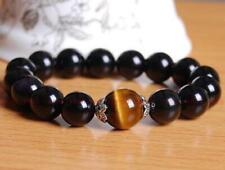 Fashion Obsidian Tiger's eye Bracelet 108 Buddha Beads gemstone spread Yoga