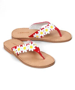 Sandalia tanga roja con margaritas L'Amour Girls - Imagen 1 de 1