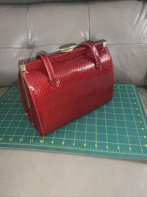 "Cartera de piel de serpiente sintética roja vintage de Lennox Bags 9x7x4""" Foto 1 de 4