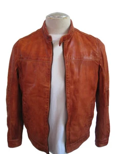 MISSANI LE COLLEZIONI BURNT ORANGE ANTIQUE WASHED LAMBSKIN JACKET MEN SIZE S HOT - Picture 1 of 18