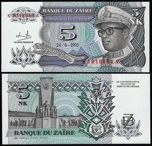 ZAIRE 5 NOUVEAUX MAKUTA (P49) 1993 UNC - Picture 1 of 1