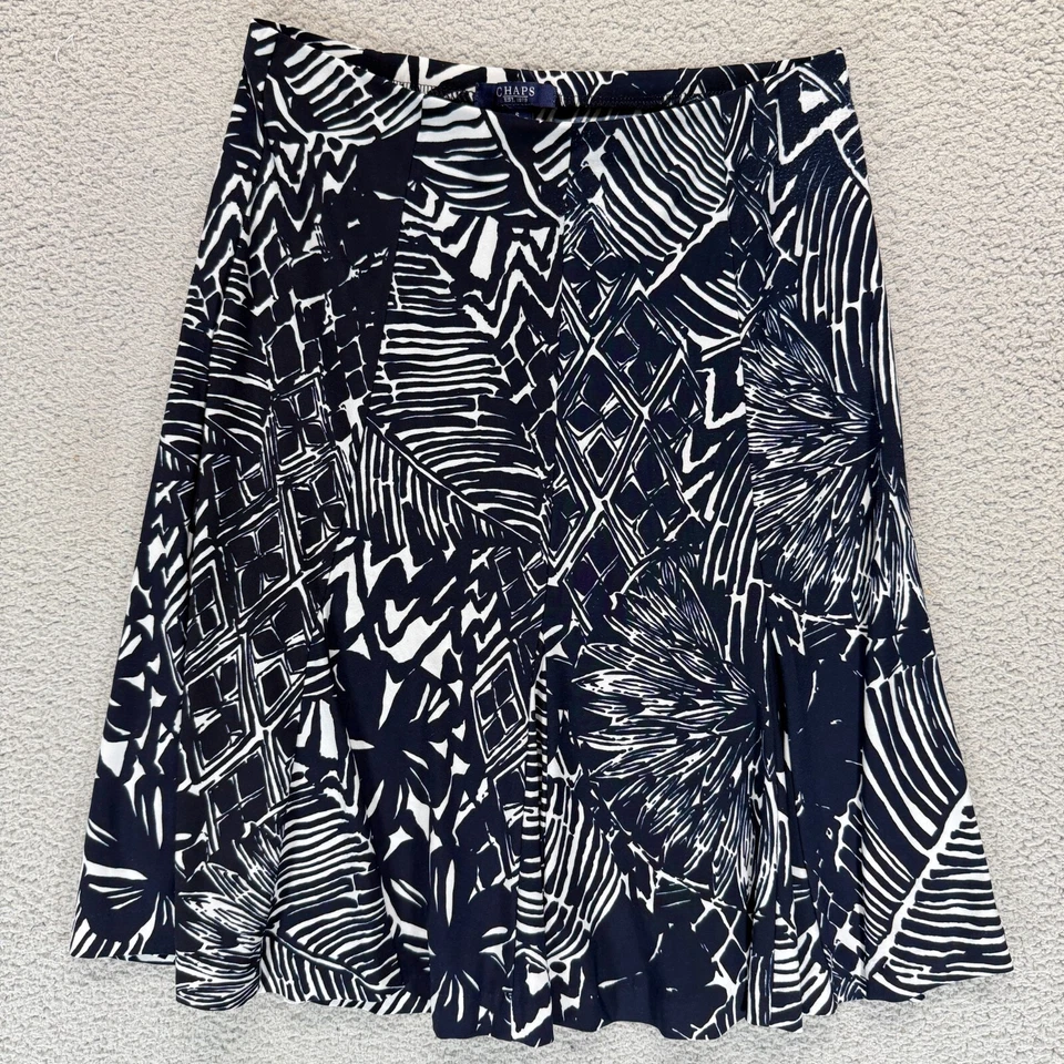 Falda CHAPS Mujer Línea A Acampanada Geométrica Azul Marino Blanco Talla Pequeña Foto 1 de 4