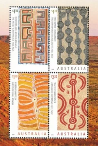 2020 $1.10 Milnga-Milnga Block 4 error Stamps - Missing Australia - Bild 1 von 2