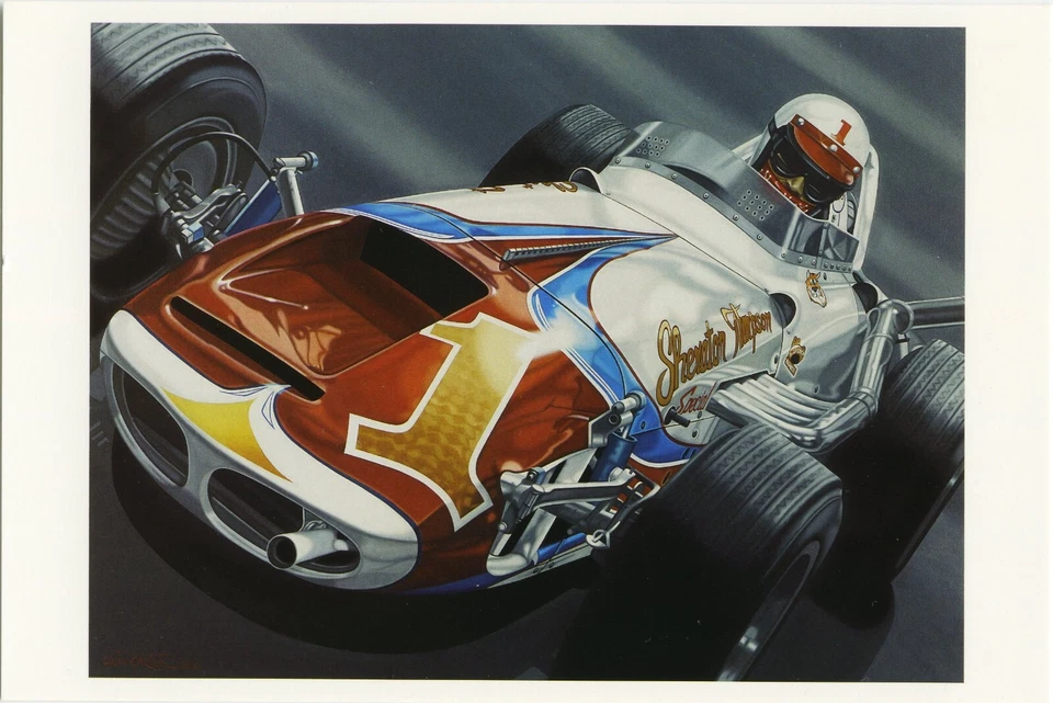 A J FOYT "THE GREATEST"  COLIN CARTER 1964 INDY 500 ROADSTER 147.350 POST CARD - Image 1 of 1