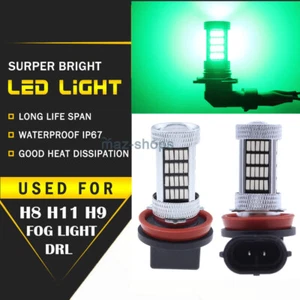 2x Green H11 4014 HIGH POWER LED Projector Fog run Daytime Light Lamp bulbs DRL - Picture 1 of 11