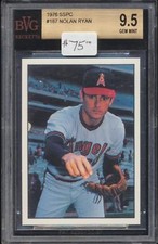 1976 SSPC Nolan Ryan #187 HOF Card BVG 9.5 GEM MINT