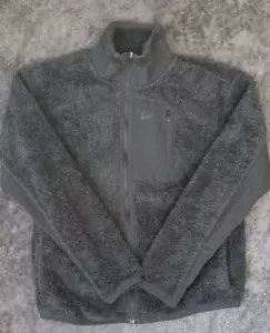 Nike Jacket Womens Black Swoosh Sherpa Full Zip Heavyweight Fuzzy Small - Picture 1 of 6