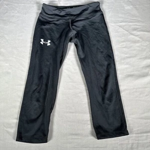 Under Armour Heat Gear Capri Leggings Pants Size YSM Youth Large Black - Picture 1 of 8