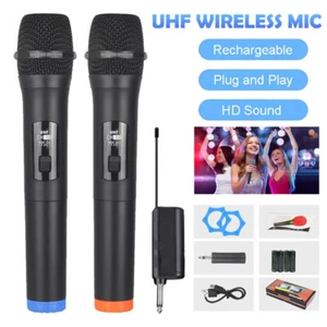 2X Wireless Microphone Professional Handheld Mic System + Receiver Karaoke UK - Picture 1 of 15