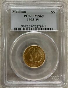 1993-W James Madison $5 Gold Commemorative PCGS MS69