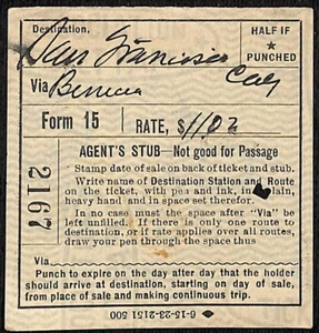 Virginia & Truckee Railroad V&T R.Y. 1926 Ticket #2167 - Picture 1 of 2
