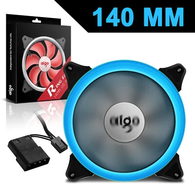 140mm LED Case Fan Silent Sleeve Bearing 3/4pin Desktop PC Fan Computer Cooling - Image 1 of 4