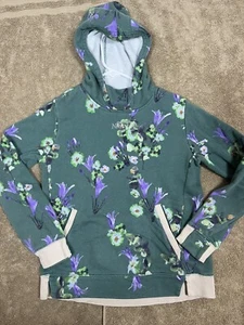Nike Flower Middle Swoosh Hoodie Girls Large Green Purple Pockets - Picture 1 of 8