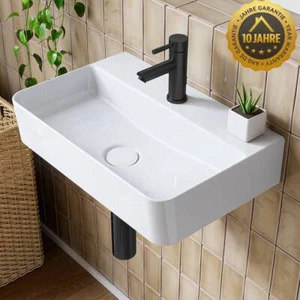 Hänge oder Aufsatzwaschbecken Keramik klein Waschtisch mit Hahnloch für Gäste WC - Bild 1 von 9
