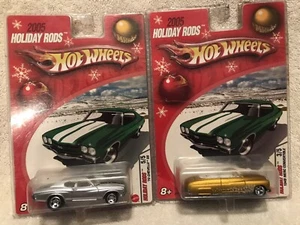 Hot Wheels 2005 Holiday Rods~’49 Merc Convt & ‘70 Chevelle~R/R~2 Cars~1:64~MOMC - Picture 1 of 4