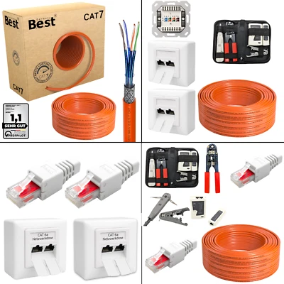 CAT.7 Verlegekabel LAN Netzwerkkabel Kupfer Gigabit 1000MHz AWG25 10–400m - Bild 1 von 4