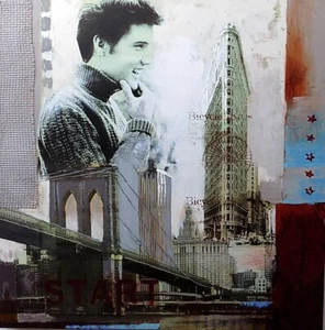 Quadro Elvis Presley il re del rock ad olio cm 100x100 dipinto 1 artisti musica - Imagen 1 de 7