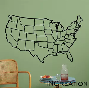 USA Karte Wandtattoo Umriss Wandaufkleber Pädagogik Kinderzimmer Wandbild Grafik - Bild 1 von 5