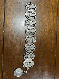Vintage French Art Deco 1930s Souvenir Bracelet- Eiffel Tower Dangle Paris - Picture 1 of 7