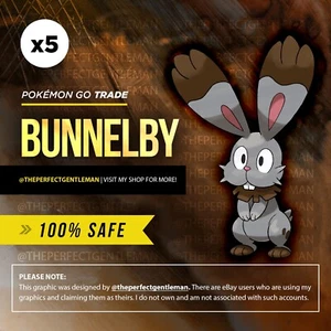 x5 Bunnelby Pokemon #659 GO Gen 6 Kalos - Picture 1 of 4