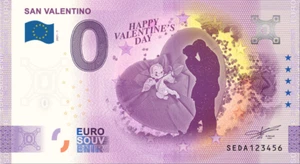 0€ ZERO EURO SOUVENIR BANCONOTA UFFICIALE ITALIA 2021 - SAN VALENTINO - Picture 1 of 1