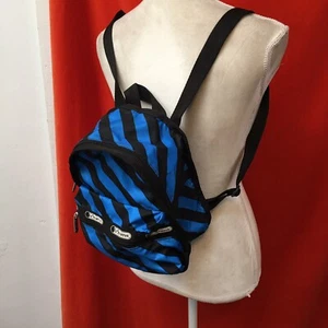 Le Sportsac mini back pack black and blue stripe - Picture 1 of 6